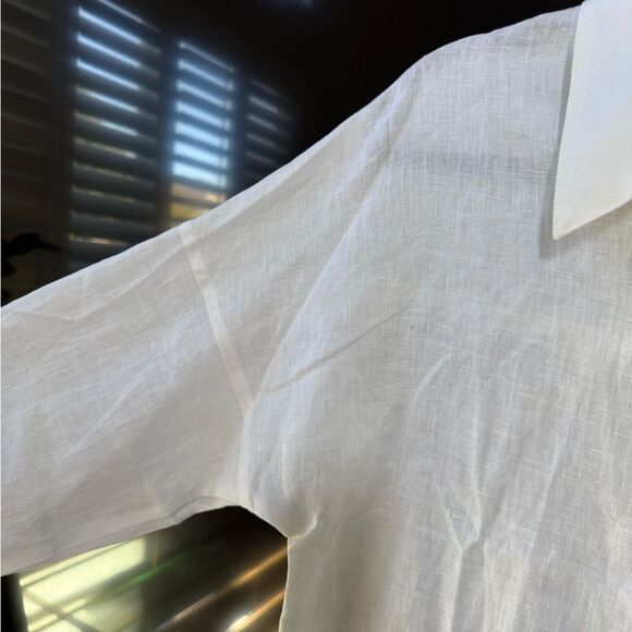 Collection by Cezele White Linen Button Down Shirt - Picture 4 of 11